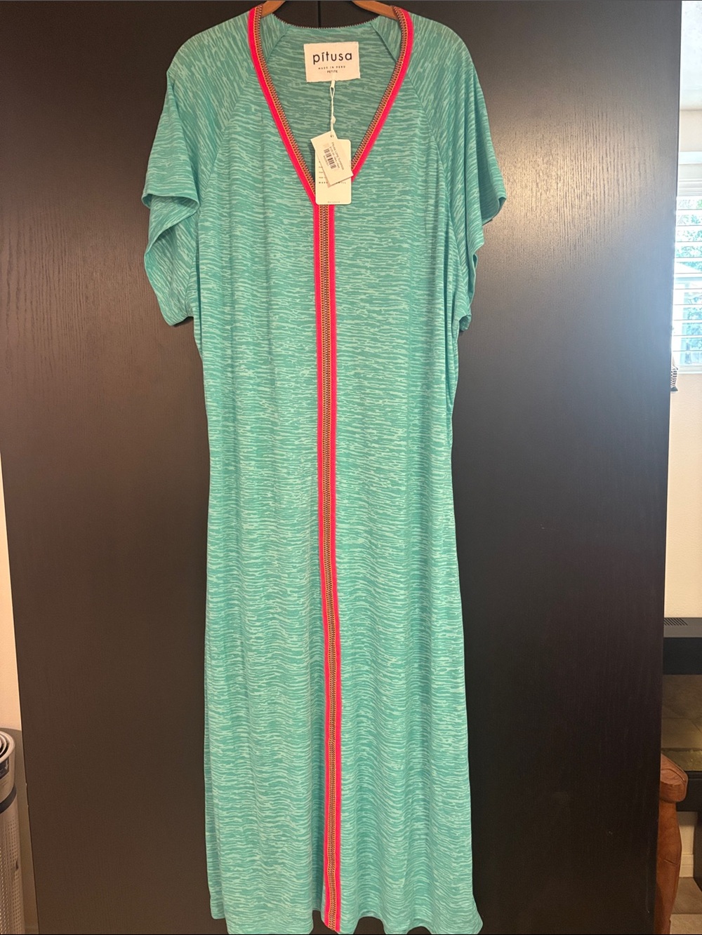 Pitusa Seafoam Maxi Dress with Red Center Stripe